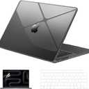 EooCoo Case Compatible with MacBook Pro 14 inch M5 2026-2021 M4 M3 M2 M1 Pro/Max Chip, Hard Shell Cases with Keyboard Cover, Screen Protector - Crystal Black