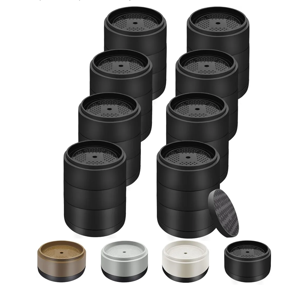 Furniture Risers Bed Risers Heavy Duty 1 inch, 2 inch, 3 inch, 4 inch Round Adjustable Bed Lifts Riser for Desk Legs Table Couch Sofa Chair Refrigerator Washing Machine (1+1+1 Inch, Black, 8 Pack )