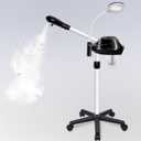 Professional Facial Steamer, 2 in 1 Face Steamer on Wheels, with 5X Magnifying Lamp, Facial Steamer with Time Setting, Stand Face Steamer Adjustable Height for Spa, Salon and at Home use (Extra Large)