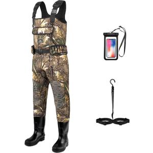 Trudave Chest Waders for Men & Women Waterproof,Fishing Neoprene Waders,Hunting Waders with Boots (M7/W9, Reed-grass)
