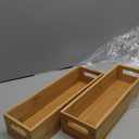 mDesign Set of 2 Kitchen Storage Box – Open-Top Bamboo Storage Tray with Handles – Ideal for Use as a Cupboard Organiser or on The Shelf – Natural (14.5 x 4.6 x 3 (Pack of 2))