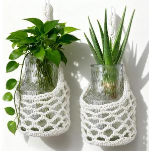 Macrame Wall Plant Hanger, Hanging Planter Basket Holder, Wall Planters for Indoor Plants, for Up to 6 Inch Pot (Ivory, 6-Inch)