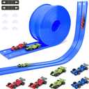 15 Ft Double Sided Flexible Race Track Set with 6 Toy Cars for Kids (Blue)