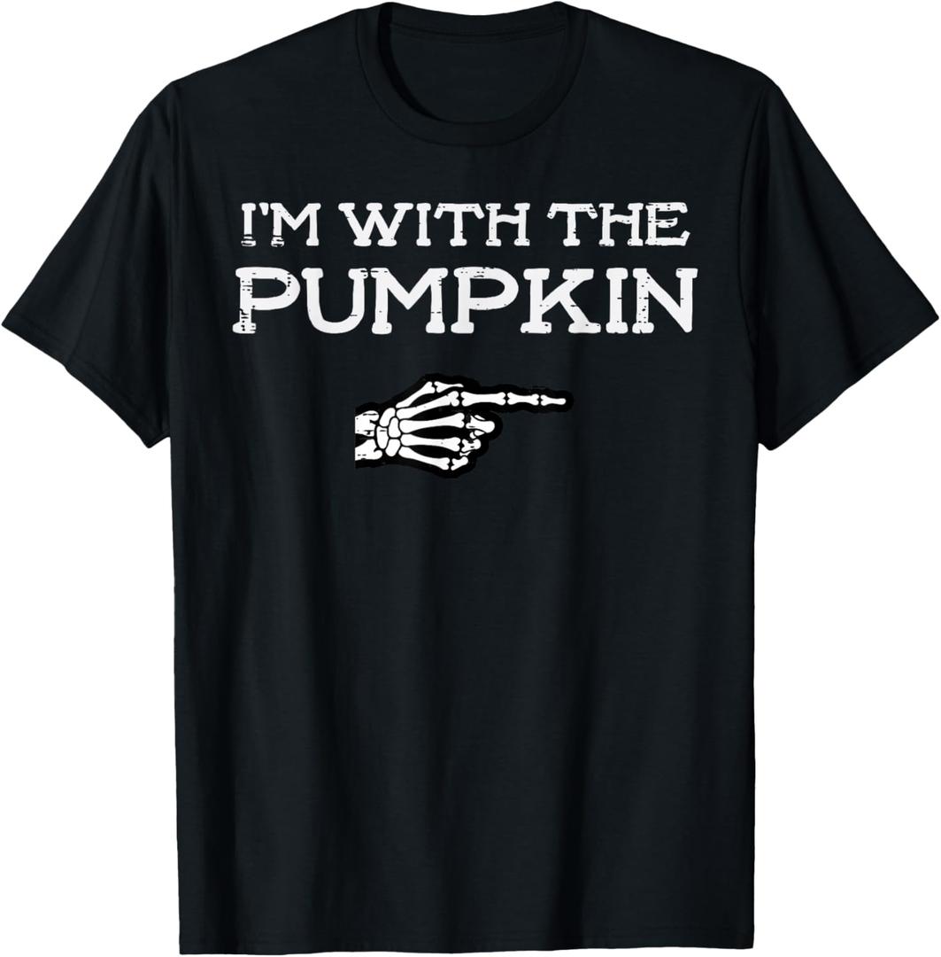 Halloween Match I'm with Pumpkin Couple Costume Men Women Kid T-Shirt XL