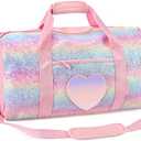 mibasies Dance Bag for Girls Duffle Bag Kids Overnight Travel Sleepover Bags with Shoes Compartment Large