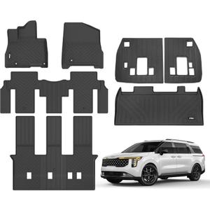 Floor Mats for 2025 2026 Kia Carnival MPV Hybrid 8 Seats (Not for Fuel) Trunk Mat with Backrest Mat All Weather TPE Rubber Floor Liner Set Cargo Liner for 2025 Kia Carnival MPV Hybrid Accessories