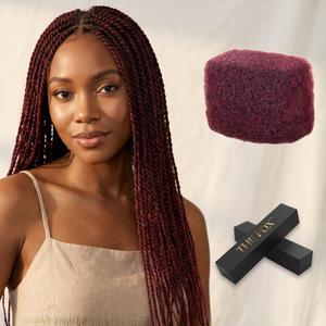 The Fox Afro Kinkys Bulk Human Hair Bundles for Braiding (14 Inch, Burgundy #99J, 50g), 100% Unprocessed Soft 4C Human Hair for Boho Braids, Twists, Dreadlocks & Loc Repair, Kid-Friendly