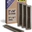 [4 Pack] Fits 2x14 and 14x2 Duct Opening | Floor Register with Louvered Design by Handua | Heavy Duty Walkable Design with Damper | Floor Vent Grille | Easy to Adjust Air Supply Lever | Brown