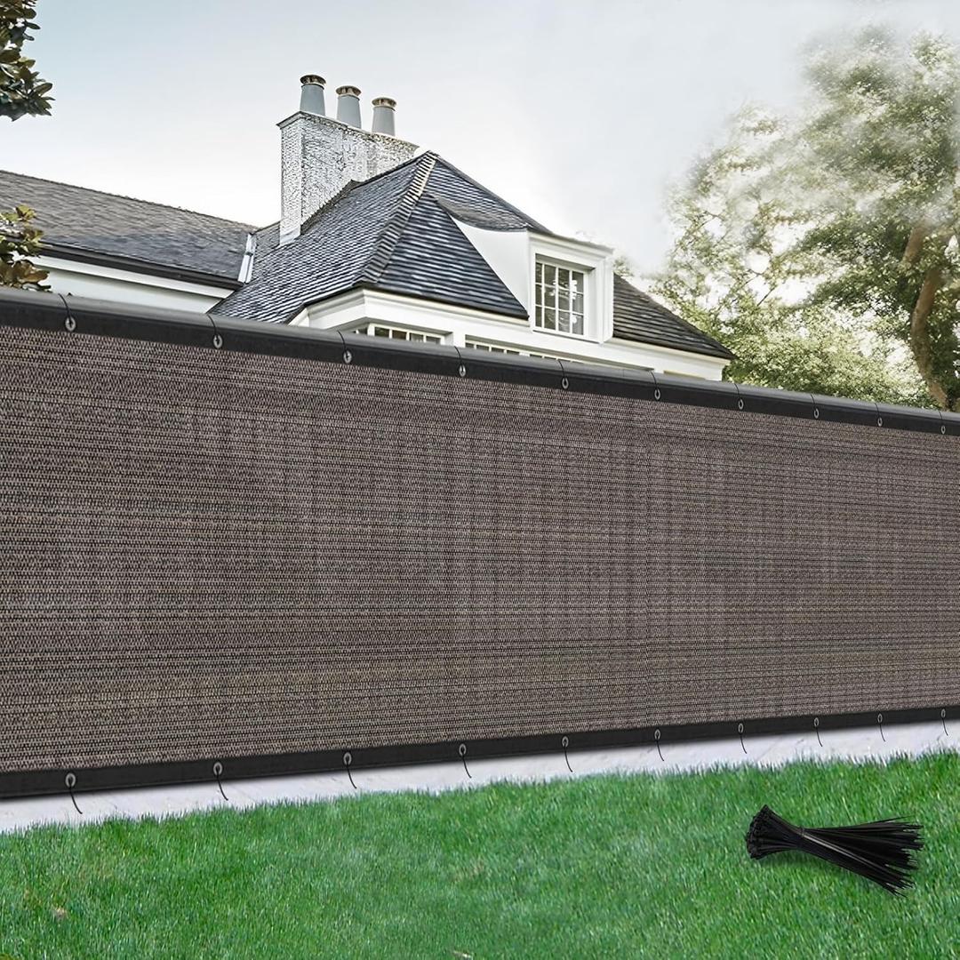 SUNLAX Privacy Fence Screen 6x30FT Heavy Duty Mesh Fence Net Cover with Grommets for Patio Porch Pool Backyard Outdoor Chain Link Fence, Brown