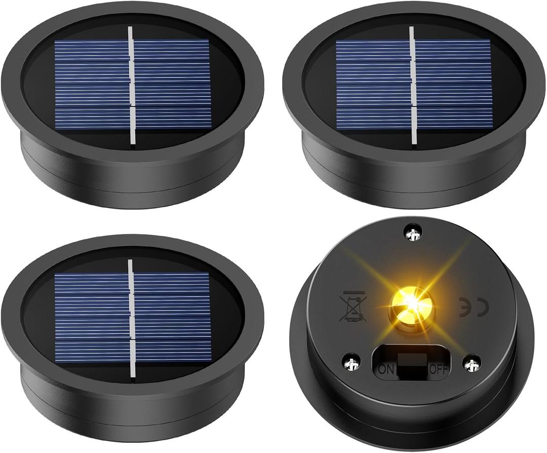 4 Pack Solar Light Replacement Top, 2.76 Inch Waterproof Solar Lantern Light Parts for Outdoor Garden, Pathway, Yard Lights & Decor (Fits Lanterns with 2.36 to 2.76 Inch Openings)