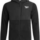 Reebok Mens Fleece Jacket - Lightweight Polar Fleece Zip Up Winter Jackets for Men - Gym Workout Running Outdoor Mens Jacket, Large