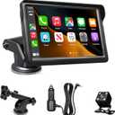 7" Wireless Carplay Screen for Car, for Apple CarPlay & Android Auto, Touch Screen Wireless Car Play Mirror Link with Backup Camera, GPS, Voice Control Carplay Car Stereo