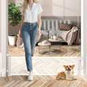 14" Tall Short Dog Gate to Step Over, Retractable Mesh Pet Door for Small Puppy, Extended up to 55" Wide for Indoor Stairs Doorways and Hallway(White)