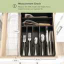 KitchenEdge Silverware Organizer - Cutlery, Flatware, and Utensil Holder for Kitchen Drawers, Fixed 10.5 Width, 7 Storage Compartments, Non-Slip Feet, Rounded Corners, 100% Bamboo, Black Finish