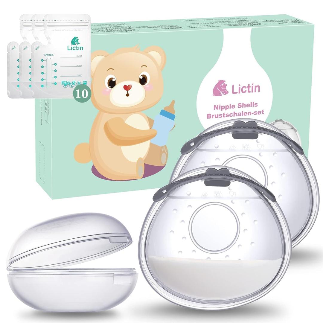 Lictin Breast Shell Breastmilk Collector for Breastfeeding-2 Pcs Silicone Breast Pad Nursing Cup Milk Saver for Nursing Moms Protect Sore Nipples Soft and Reusable with Box (70ML/2PCS(Storage Bag/Box))