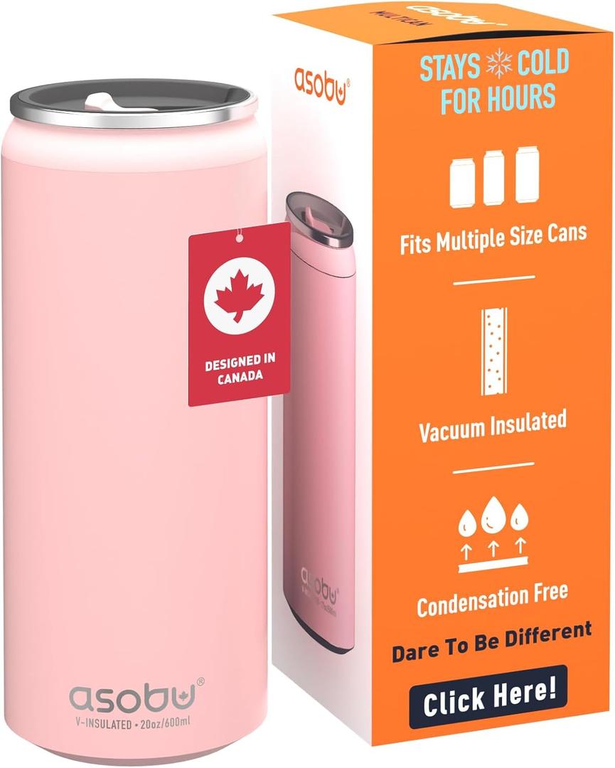 Asobu Multi Can Cooler Insulated Sleeve fits for Slim and Standard 12 Oz and 16 Oz Hard Seltzer, Soda, Beer or Energy Drinks and all standard size Beer Bottles (Pink)