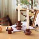 Taper Glass Candlestick Holders Tealight Candle Holders for Table Centerpieces, Fall Wedding Decor and Dinner Party Halloween Thanksgiving Decor (8 Pcs, Brown)
