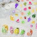 2 x Summer Fruit Nail Stickers for Nail Art Iridescent Shimmer Nail Decals,Lemon Strawberry Grape Watermelon Stickers for Nails Designs 3D Self Adhesive Nail Supplies & Decorations for Women Girls 1 Sheet