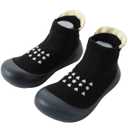 2 x Kqwfsiu Baby Sock Shoes Boys Girls First Walking Shoes Non Slip Lightweight Toddler Infant Indoor Outdoor Gifts for Newborn Black (Black)