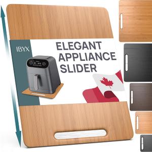 Ibyx Elegant Sliding Tray for Your Coffee Maker & Heavy Kitchen Appliances - Sturdy, Slides Easily from Under The Cabinet (Natural, 12"W x 16"D)
