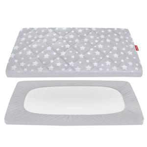 Pack and Play Sheets Fitted, Breathable Thick Playard Lovely Print Cover 39"27"5" Compatible with Graco Pack n Play, Gray Star