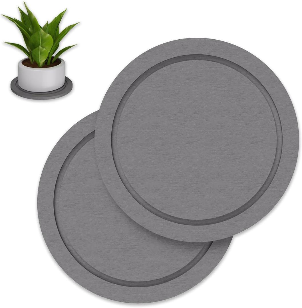 Plant Saucer for Indoors, 2 Pack 6 Inch, Instantly Dry Diatomaceous Earth Plant Trays, Stone Plant Pot Saucers Drip & Drainage Tray, Womens Gifts for Home, Gray
