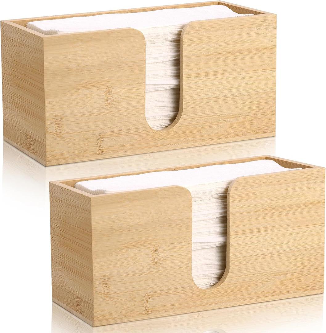 2 Pack Brown Paper Towel Holder Countertop, 10.8 5 Inch Acrylic Napkin Dispenser, Paper Towel Dispenser for Z-fold C-fold MultiFold Trifold-Bathroom Toilet Kitchen 