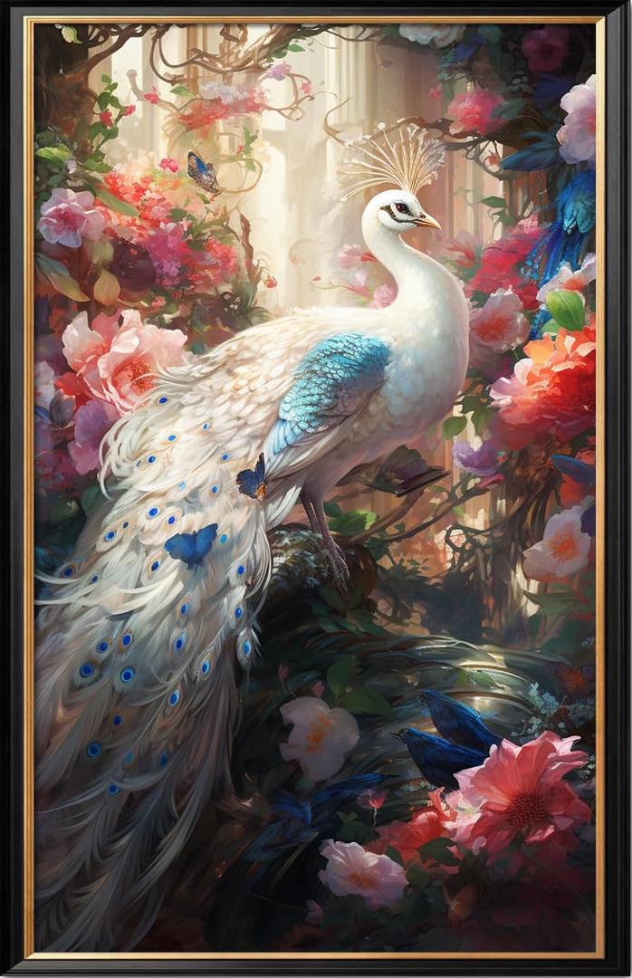 Leczany Cross Stitch Stamped Kit for Adults - Peacock | DIY Embroidery Starter Patterns Craft Kit Needlepoint for Beginner | 11CT, 3 Strands | 15x24 inches