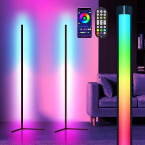Corner Floor Lamp, 2 Pack LED Corner Lamp with App/Remote/Button Control, Smart RGB Floor Lamp with 16 Million DIY Colors & 68+ Scene, 300+ Scene, Music Sync for Living Room, Bedroom, Gaming Room (57")
