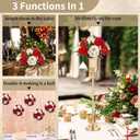 NUPTIO Flower Centerpieces for Wedding Tables: Red & White Artificial Flower Ball Arrangement for Christmas Thanksgiving Party - 2 Pcs Fake Floral Rose for Bridal Shower Decor