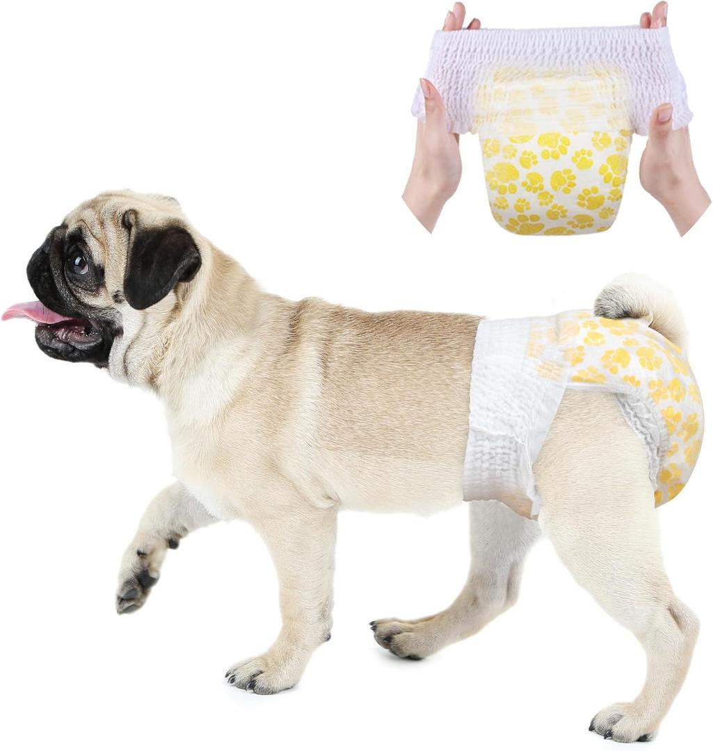 Dono Dog Diapers Female, Disposable Full Wrap with Stretchy Waist, 360 Leak-Proof, Absorbent, Heat Period Doggie Diapers for Small Dogs for Heat, 14 PCS, Small