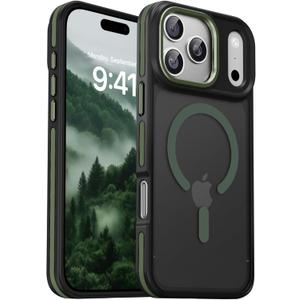 DOMAVER Magnetic for iPhone 17 Pro Max Case 6.9" 2025, [Compatible with Magsafe] Slim Cute Translucent Matte Shockproof Drop Protective Bumper Women Men Phone Cover for iPhone 17 ProMax, Green