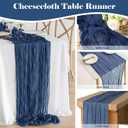 2 Pack 10 Ft Cheesecloth Table Runner Navy Blue Gauze Long Table Runners Boho Gauze Cheese Cloth Table Runner Rustic Sheer Runner for Wedding Party Table Decor ( 35 x 120 Inch )