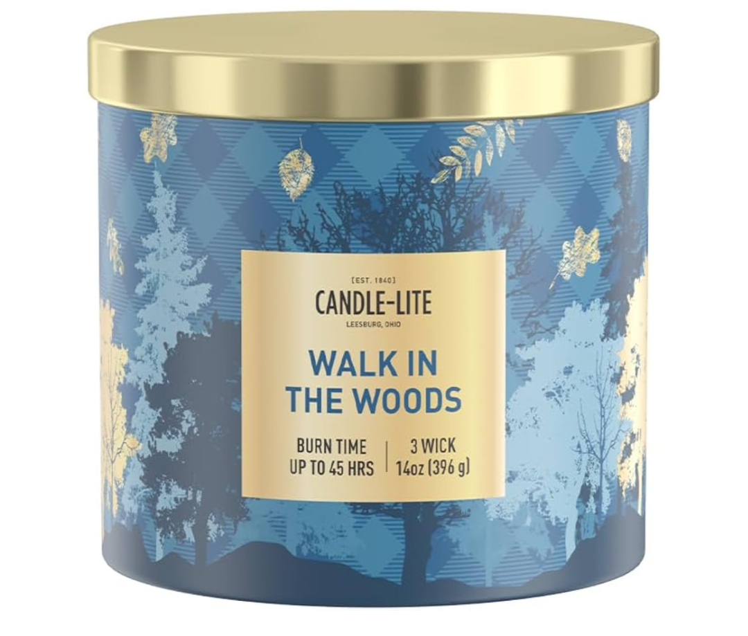 Candle-lite Fall Scented Candles, Fresh Greens with Rosewood and Cedarwood, 14 oz 3-Wick Jar Candle, Proudly Poured in The USA, Autumn Home Decor, 45 Hours of Burn Time, Ideal Gift for Men and Women