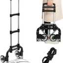 Folding Hand Truck Aluminum Portable Folding Hand Cart 180lbs Capacity Hand Cart and Dolly Ideal for Home, Auto, Office,Travel Use,Black