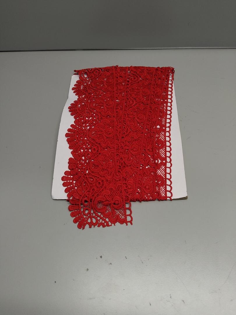 5 Yards Metallic Floral Lace Ribbon Stretch Tulle Lace Trim Elastic Nigerian African Fabric Width 7 Inch for DIY Craft Jewelry Making Clothes Accessories Gift Wrapping Wedding Party Decor (Red)