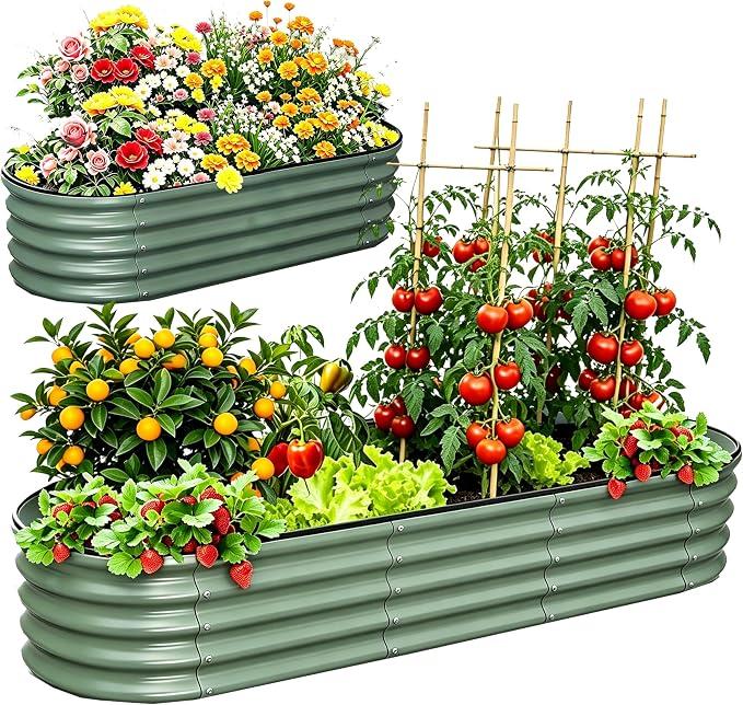NestNature 17" Tall Galvanized Garden Bed,10-in-2 Modular Raised Garden Bed
2Pack Metal Planter Box for Vegetables Fruits Flowers Herbs, 8x2|2X2FT Rust Resistant Outdoor Garden Bed for Patio Backyard