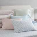 Martha Stewart - Queen Size Sheets Set, Crisp & Tailored Cooling Sheets w/a Naturally Smooth Cotton Percale Lightweight Feel - Bed Sheets with Matching Pillowcases & Fitted Sheet (Ditsy Vine Pink)