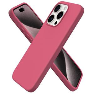 ORNARTO Compatible with iPhone 15 Pro Case 6.1", Liquid Silicone 3 Layers Full Covered Soft Gel Rubber Cover, Shockproof Protective Slim Phone Case with Anti-Scratch Microfiber Lining-Desert Rose