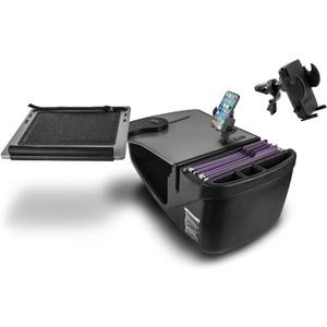 AutoExec Reach Desk Front Seat Car Desk and Portable Workstation with Phone Mount and Phone Vent Clip, Grey
