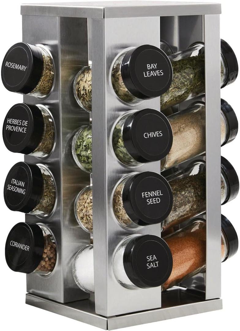 Kamenstein Heritage 16 Jar Countertop Revolving Spice Rack with Free Spice Refills for 5 Year