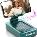 JTEMAN Cell Phone Stand with Wireless Bluetooth Speakers,Angle Adjustable Strong Pedestal Phone Stand for Desk,HD Sound and Bass Bluetooth Speaker Compatible with All Mobile Phones(Green)