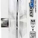 Pentel Energel Alloy Retractable Liquid Gel Pen, (0.7mm) Medium Line, Silver Barrel, Black Ink, 1 Pack (BL407BP)