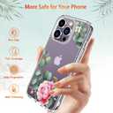 GiiKa for iPhone 14 Pro Case with Screen Protector, 6.1" Clear Full Body Shockproof Protective Floral Girls Women Hard Case with TPU Bumper Cover Phone Case for iPhone 14 Pro, Camellia
