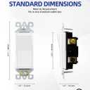 AIDA 20 Pack 3 Way Decorator Switch White, Electric Switches, Light Switch 15Amp, 120/277 Volt, 3 Way Rocker Switch, Wall Replacement, Self-Grounding, Residential Grade, UL Listed