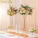NUPTIO Gold Centerpiece Stand for Table, Twist Style , 17.7" Tall, 2 Pcs