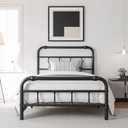BOSRII Twin Size Bed Frame with Headboard and Footboard, 18 Inches High, 3500 Pounds Heavy Duty Metal Slats Support for Mattress, No Box Spring Needed,Noise-Free, Black, Twin-01