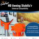 Carefree Of Colorado HD Awning Stabiliz'r Pole Kit - Awning Pole & Tie Down Kit - RV Awning Support & Accessories (108" Extended Length)