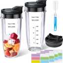 2-Pack 24oz Blender Cups Replacement for Ninja with Sip, Seal Lid, Cleaning Brush & 24pcs Writable Labels, for Ninja BN401 BN751 BN801 BN800 BL450 BL456 BL480 Foodi SS401 SS101 TWISTi SS151 SS351 ...