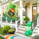 Happy St Patricks Day Gnome House Flag Burlap 28x40 Double Sided, Green Leprechaun Hat Shamrock Lucky Clover Holiday Party Sign Large Flags Yard Outdoor Decorations DF656-28